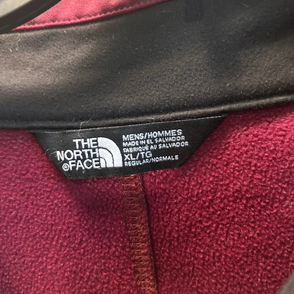 The North Face Jacket Mens Gray Burgundy Colorblock Full Zip Softshell XL